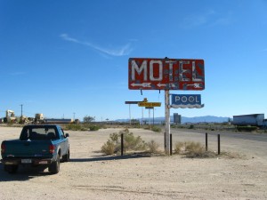 The sign is there, the motel is gone.