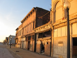 Sun goes down on Commercial Avenue.